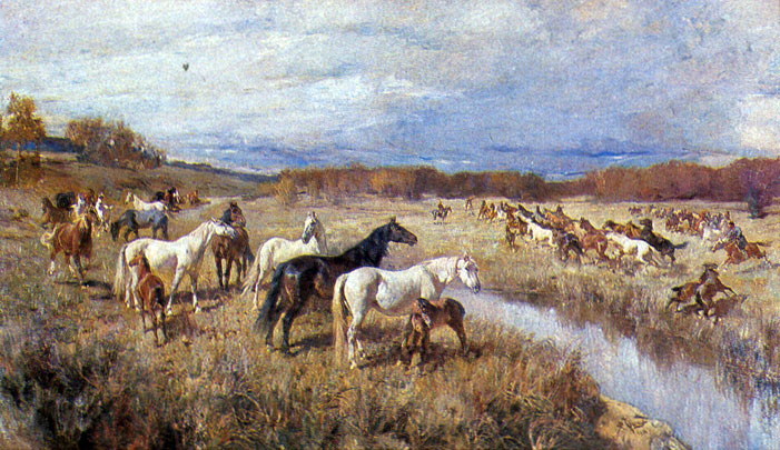 Р. Ф. Френц (1831 - 1916). Табун орловских маток Прилепского конного завода Тульской области