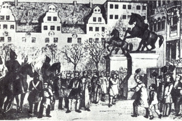 Клодтовские кони, установленные в Берлине, были свидетелями революционных событий 1848 года.